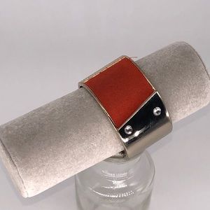 Mixed media gold/orange large cuff bracelet!
